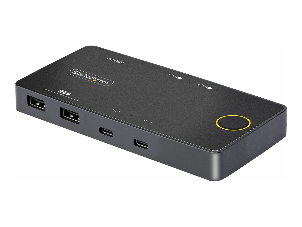 StarTech.com 2-Port USB-C KVM Switch, Single-4K 60Hz HDMI Monitor, Dual-100W Power Delivery Pass-through Ports, Bus Powered, USB Type-C/USB4/Thunderbolt 3/4 Compatible - Small Form Factor (C2-H46-UC2-PD-KVM) - Chave KVM - 2 x KVM / áudio / USB - 1 ut