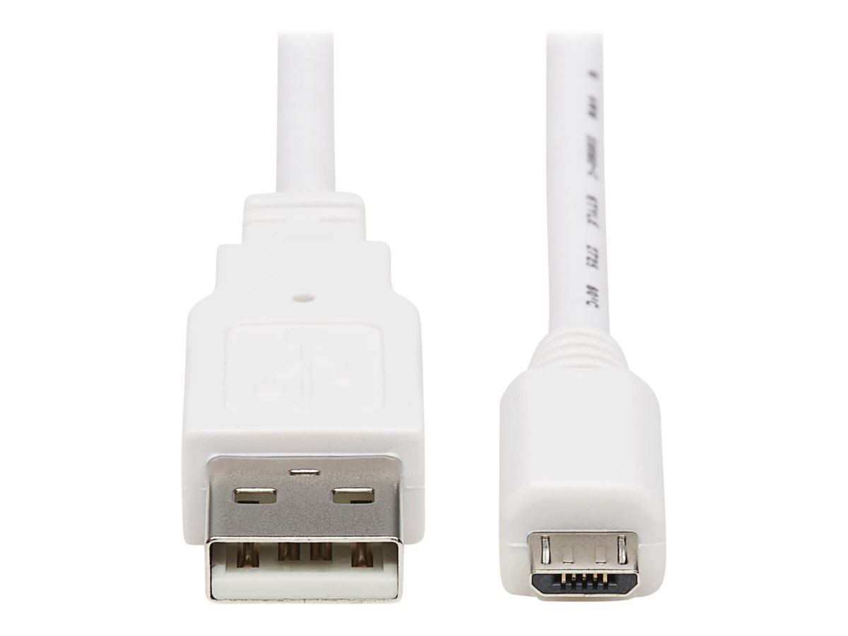 Eaton Tripp Lite Series Safe-IT USB 2.0 A to Micro-B Antibacterial Cable (M/M), White, 6 ft. (1.83 m) - Cabo USB - USB (M) para Micro-USB Type B (M) - USB 2.0 - 1.8 m - moldado - branco