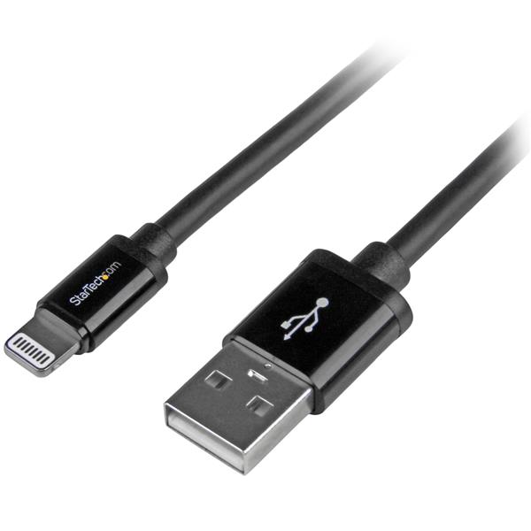 StarTech.com 2m (6ft) Long Black Apple® 8-pin Lightning Connector to USB Cable for iPhone / iPod / iPad - Charge and Sync Cable (USBLT2MB) - Cabo Lightning - Lightning macho para USB macho - 2 m - proteção dupla - preto - para P/N: ST4200MINI2, ST420 - Image 3