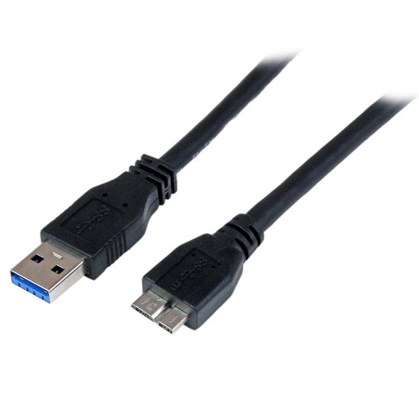 StarTech.com 1m 3 ft Certified SuperSpeed USB 3.0 A to Micro B Cable Cord - USB 3 Micro B Cable - 1x USB A (M), 1x USB Micro B (M) - Black (USB3CAUB1M) - Cabo USB - Micro USB Tipo B (M) para USB Tipo A (M) - USB 3.0 - 1 m - preto - para P/N: DKT30CVA