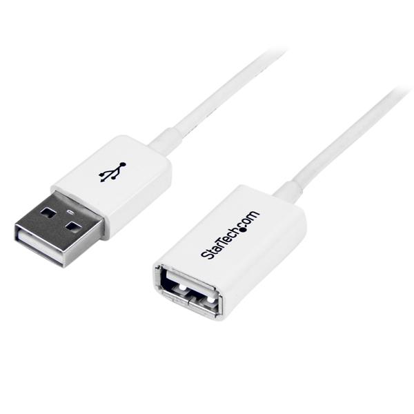 StarTech.com 1m White USB 2.0 Extension Cable Cord - A to A - USB Male to Female Cable - 1x USB A (M), 1x USB A (F) - White, 1 meter (USBEXTPAA1MW) - Cabo de extensão USB - USB (F) para USB (M) - USB 2.0 - 1 m - moldado - branco - para P/N: MSDREADU2