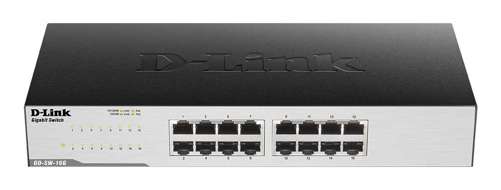 D-Link GO-SW-16G - Interruptor - sem gestão - 16 x 10/100/1000 - desktop