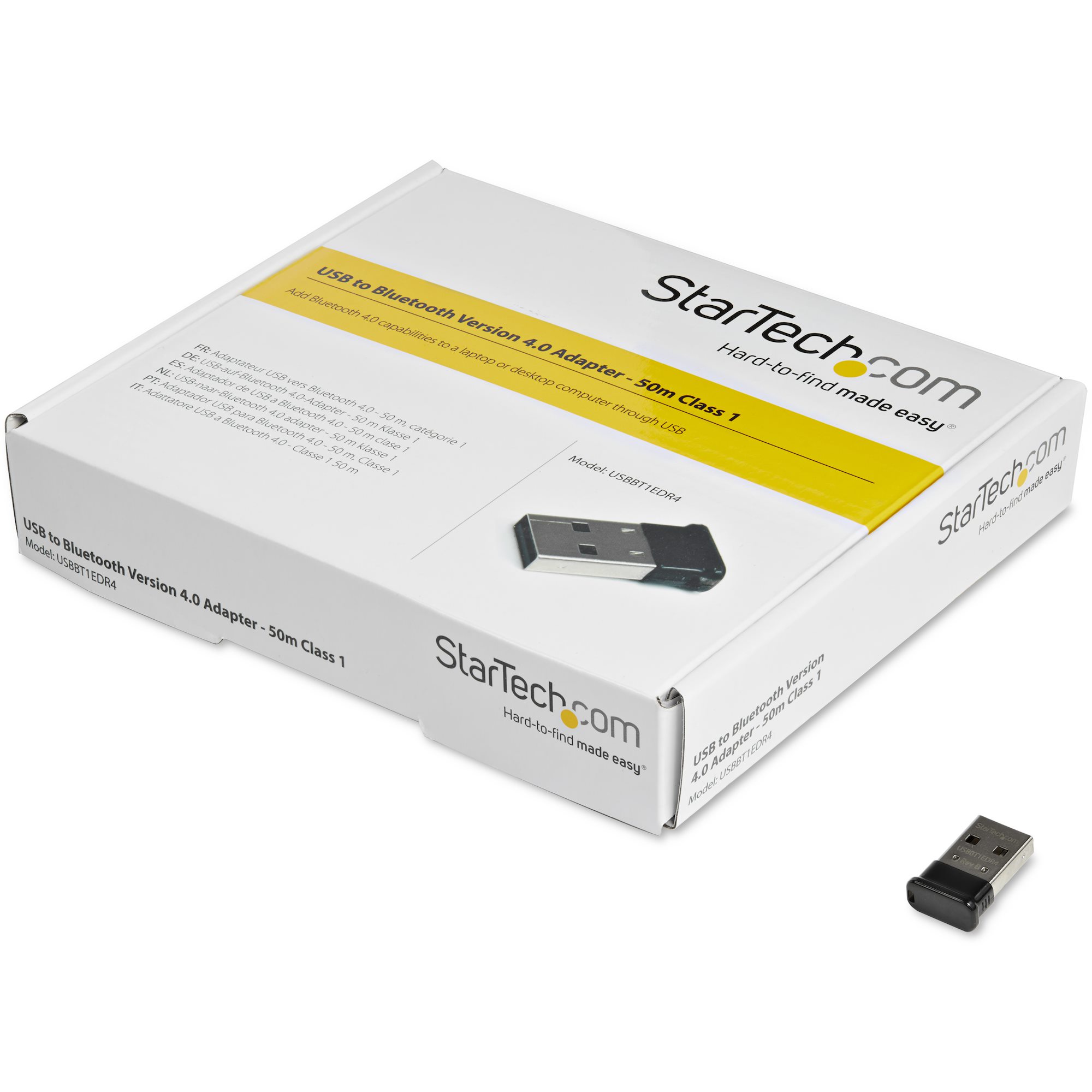 StarTech.com Bluetooth Adapter - Mini Bluetooth 4.0 USB Adapter - 50m/165ft Wireless Bluetooth Dongle - Smart Ready LE+EDR (USBBT1EDR4) - Adaptador de rede - USB - Bluetooth 4.0 - Classe 1 - preto - Image 3