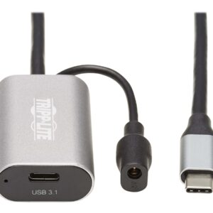 Eaton Tripp Lite Series USB C Active Extension Cable USB C to USB C USB 3.1 Gen 1 M/F 5M - Cabo de extensão USB - USB-C (M) para USB-C (F) - USB 3.1 Gen1 - 5 m - activo - cinza, preto - para P/N: U040-06N-MIC-F, U152-003-3P5, U280-W01-100C1G, U280-W0