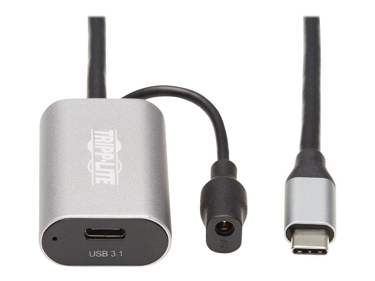 Eaton Tripp Lite Series USB C Active Extension Cable USB C to USB C USB 3.1 Gen 1 M/F 5M - Cabo de extensão USB - USB-C (M) para USB-C (F) - USB 3.1 Gen1 - 5 m - activo - cinza, preto - para P/N: U040-06N-MIC-F, U152-003-3P5, U280-W01-100C1G, U280-W0