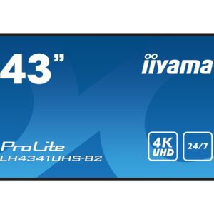 iiyama ProLite LH4341UHS-B2 - 43" Classe Diagonal (42.5" visível) ecrã LCD com luz de fundo LED - sinalização digital - 4K UHD (2160p) 3840 x 2160 - preto, brilhante