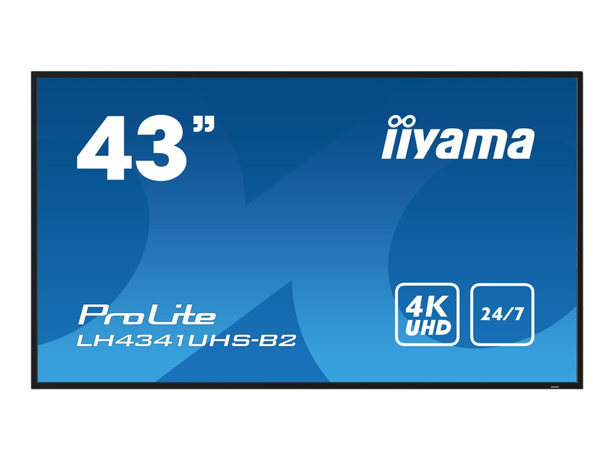 iiyama ProLite LH4341UHS-B2 - 43" Classe Diagonal (42.5" visível) ecrã LCD com luz de fundo LED - sinalização digital - 4K UHD (2160p) 3840 x 2160 - preto, brilhante
