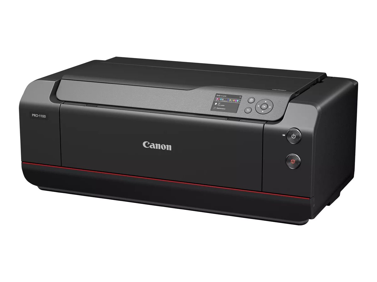 Canon imagePROGRAF PRO-1100 - 17" impressora de grande formato - a cores - jacto de tinta - 431.8 x 558.8 mm - 2400 x 1200 ppp até 2.42 min/ página (cor) - capacidade: 150 folhas - USB 2.0, LAN, Wi-Fi(n) - preto