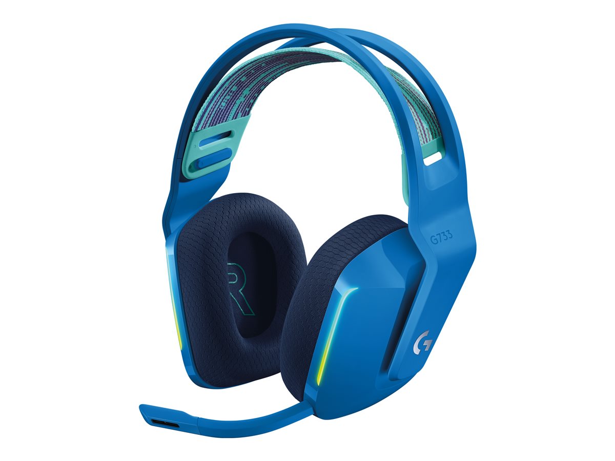 Logitech G G733 LIGHTSPEED Wireless RGB Gaming Headset - Auscultadores - tamanho completo - 2,4 GHz - sem fios - azul