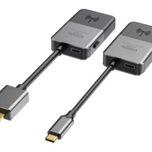 USBC to HDMI Wireless Set - transmitter plugs into USBC port on laptop - sends HDMI wirelessly up to 10 m - receiver plugs into HDMI port on display - resolution up to 4k at 30 hz - optimised for signage and presentation applications - black