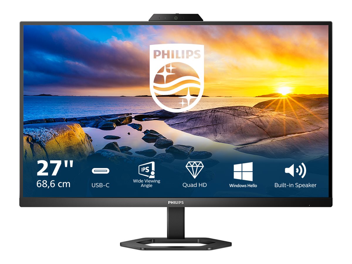 Philips 27E1N5600HE - 5000 Series - monitor LED - 27" - 2560 x 1440 QHD @ 75 Hz - IPS - 300 cd/m² - 1000:1 - 1 ms - HDMI, DisplayPort, USB-C - altifalantes - preto texturizado