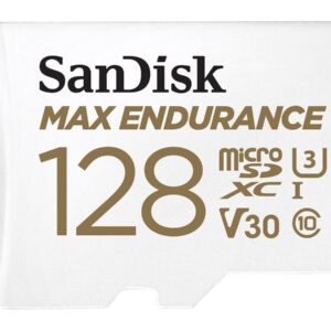 SanDisk Max Endurance - Cartão de memória flash (adaptador microSDXC para SD Incluído) - 128 GB - Video Class V30 / UHS-I U3 / Class10 - microSDXC UHS-I