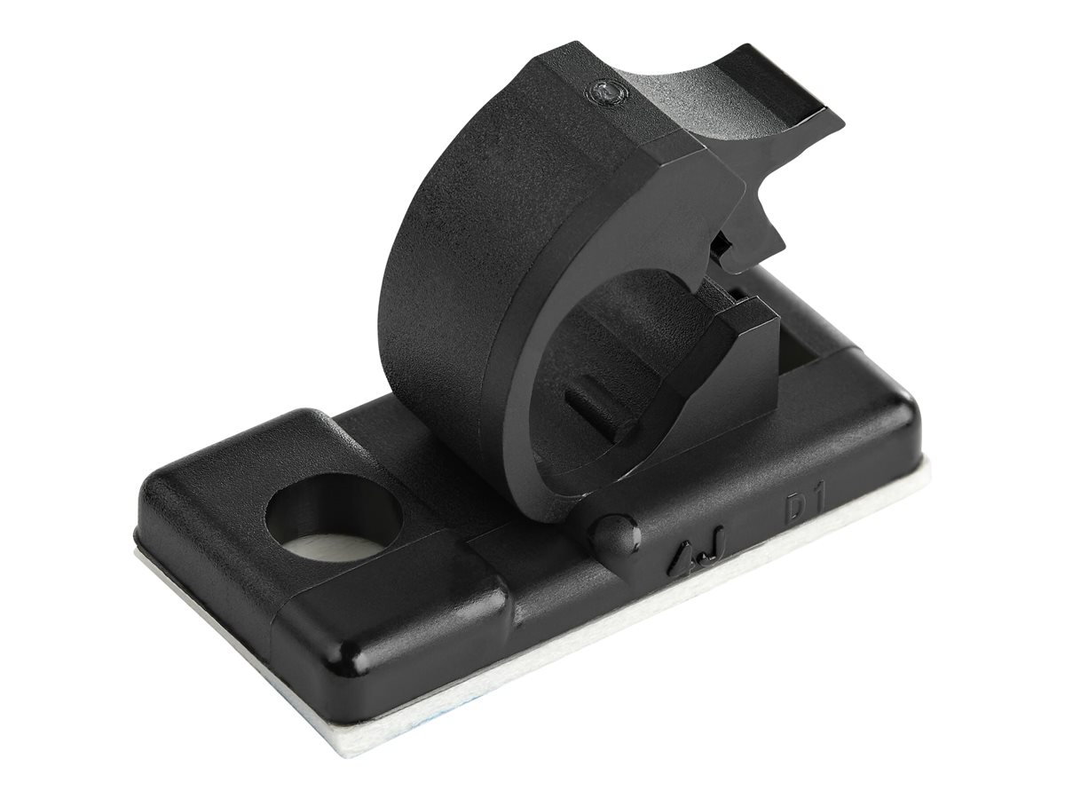 StarTech.com 100 Adhesive Cable Management Clips Black, Network/Ethernet/Office Desk/Computer Cord Organizer, Sticky Cable/Wire Holders, Nylon Self Adhesive Clamp UL/94V-2 Fire Rated - Nylon 66 Plastic - TAA (CBMCC1) - Clips de cabo - preto - Compatí - Image 2