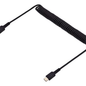 StarTech.com 3ft (1m) USB C Charging Cable, Coiled Heavy Duty Fast Charge & Sync USB-C Cable, High Quality USB 2.0 Type-C Cable, Rugged Aramid Fiber, TPE, 3A, S20, iPad, Pixel - Durable Male to Male USB, Black - Cabo USB - USB-C (M) para USB-C (M) -