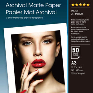 Epson Archival Matte Paper - Mate - A3 (297 x 420 mm) - 192 g/m² - 50 folha(s) papel - para SureColor SC-P700, P7500, P900, P9500, T2100, T3100, T3400, T3405, T5100, T5400, T5405