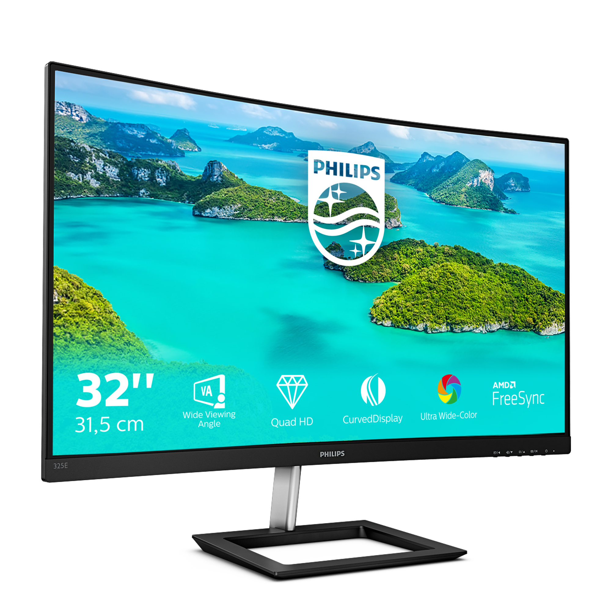 Philips E-line 325E1C - Monitor LED - curvo - 32" (31.5" visível) - 2560 x 1440 QHD @ 75 Hz - VA - 250 cd/m² - 3000:1 - 4 ms - HDMI, VGA, DisplayPort - preto texturizado - Image 3