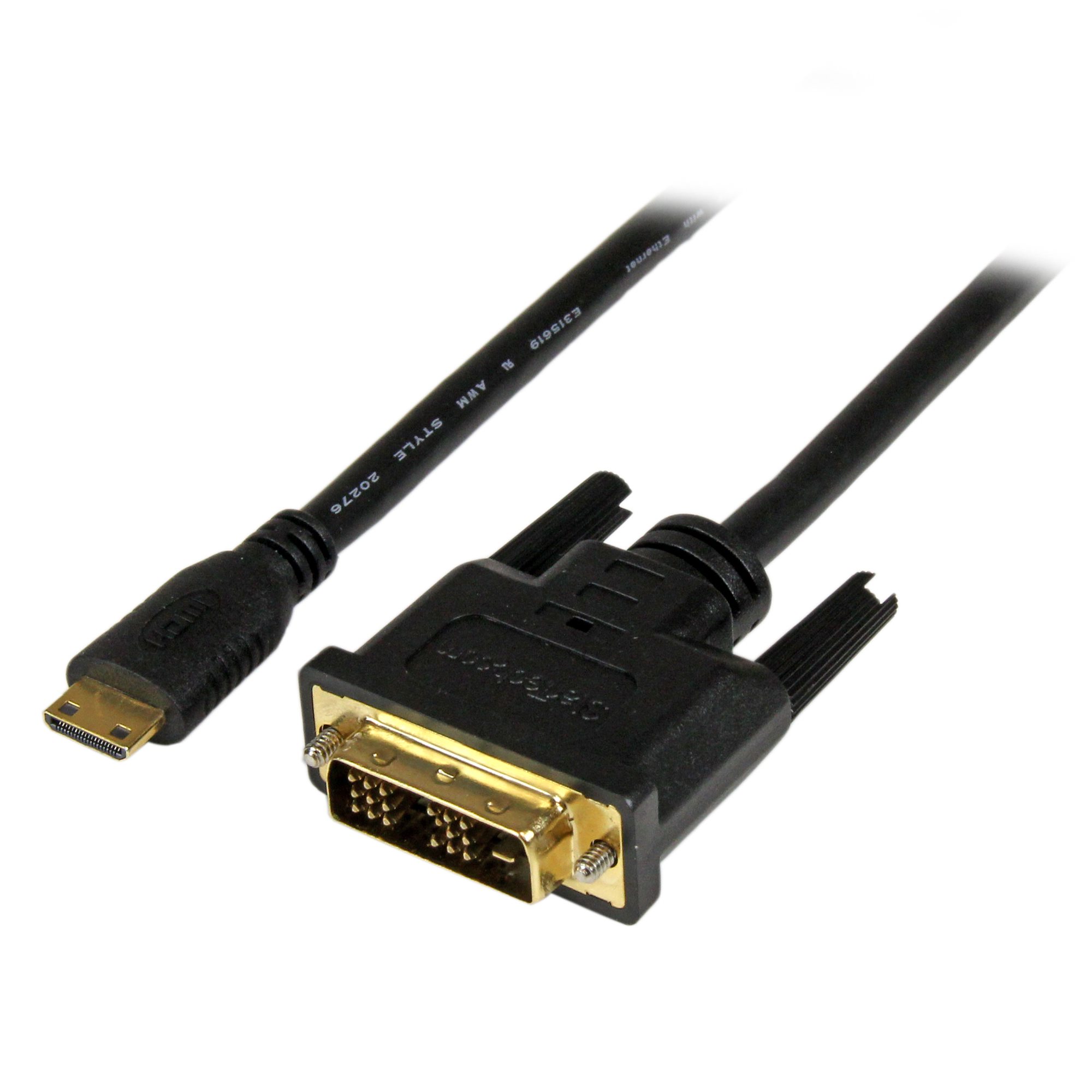 StarTech.com 2m Mini HDMI to DVI-D Cable - M/M - 2 meter Mini HDMI to DVI Cable - 19 pin HDMI (C) Male to DVI-D Male - 1920x1200 Video (HDCDVIMM2M) - Cabo adaptador - DVI-D macho para 19 pin mini HDMI Type C macho - 2 m - blindado - preto