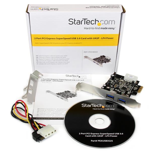 StarTech.com 2 Port PCI Express (PCIe) SuperSpeed USB 3.0 Card Adapter with UASP - LP4 Power - Dual Port USB 3 PCIe Controller (PEXUSB3S25) - Adaptador USB - PCI Express x1 - USB 3.0 x 2 - para P/N: CFASTRWU3, S251SMU33EP, ST103008U2C, ST53004U1C, ST - Image 5