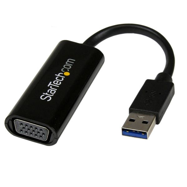 StarTech.com USB 3.0 to VGA Adapter - Slim Design - 1920x1200 - Adaptador de vídeo - Compatível com TAA - USB Tipo A macho para HD-15 (VGA) fêmea - 19 cm - preto - para P/N: MXT101MM