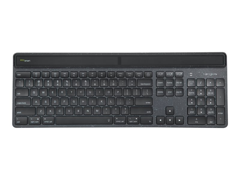 Targus EcoSmart - Teclado - captação sustentável de energia - full size - antimicrobiana - retroiluminação - sem fios - Bluetooth 5.0 - QWERTY - Espanhol - preto - recycled packaging