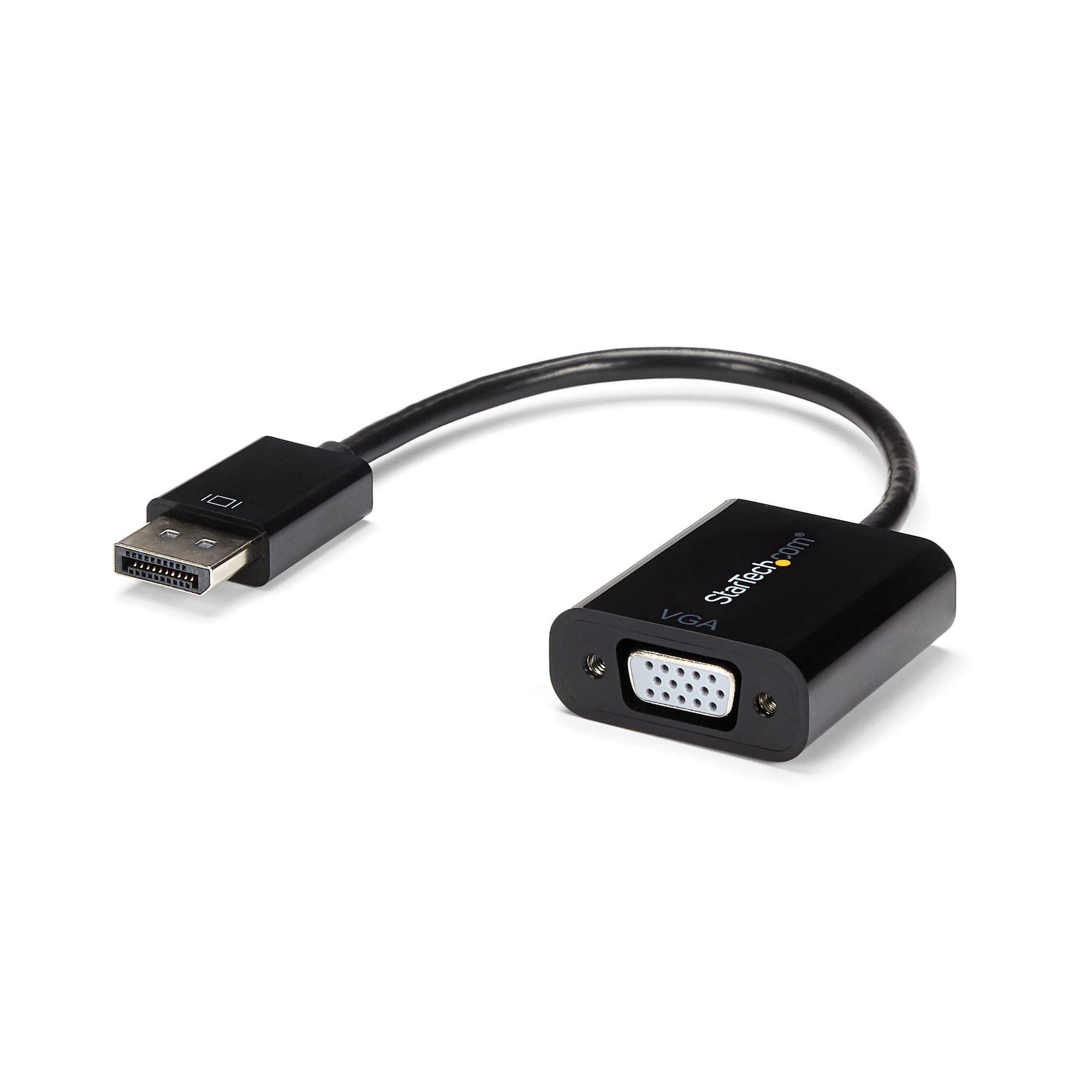 StarTech.com DisplayPort to VGA Display Adapter - 1080p 1920x1200 - Active DP to VGA (Male to Female) HD Video Converter for laptop/PC/Monitor (DP2VGA3) - Adaptador de visor - DisplayPort (M) para HD-15 (VGA) (F) - 10 cm - activo - preto - para P/N: