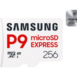 Samsung P9 Express MB-MK256T - Cartão de memória flash - 256 GB - A1 / Video Class V30 / UHS-I U3 - microSDXC Express - branco