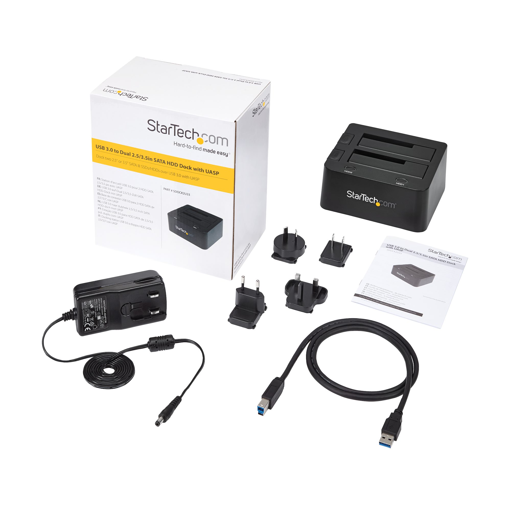 StarTech.com Dual-Bay USB 3.0 to SATA Hard Drive Docking Station, USB Hard Drive Dock, External 2.53.5 SATA IIIIII, SSDHDD Docking Station, Hot-Swap Hard Drive Bay - Top-Loading - Controlador de memória - 2.5", 3.5" - SATA 6Gb/s - USB 3.0 - preto - p - Image 9