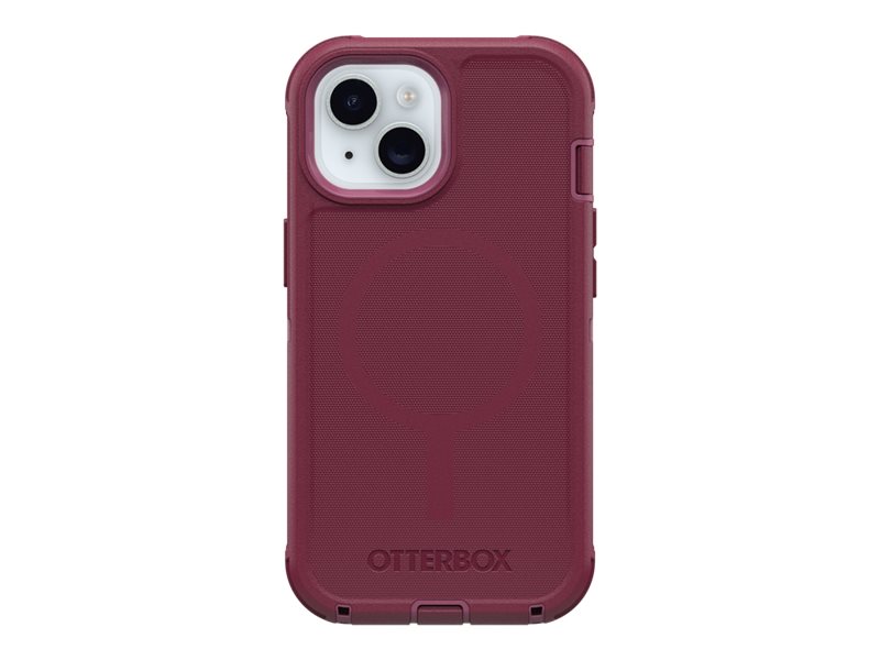 OtterBox Defender Series - Tampa posterior para telemóvel - compatibilidade MagSafe - camada de policarbonato, elastómero termoplástico (TPE) - foxberry (rosa) - para Apple iPhone 13, 14, 15