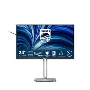 Philips 24B2N4200 - 4000 Series - monitor LED - 24" (23.8" visível) - 1920 x 1080 Full HD (1080p) @ 120 Hz - IPS - 300 cd/m² - 1500:1 - 4 ms - HDMI, VGA, DisplayPort - altifalantes - prata, carvão vegetal