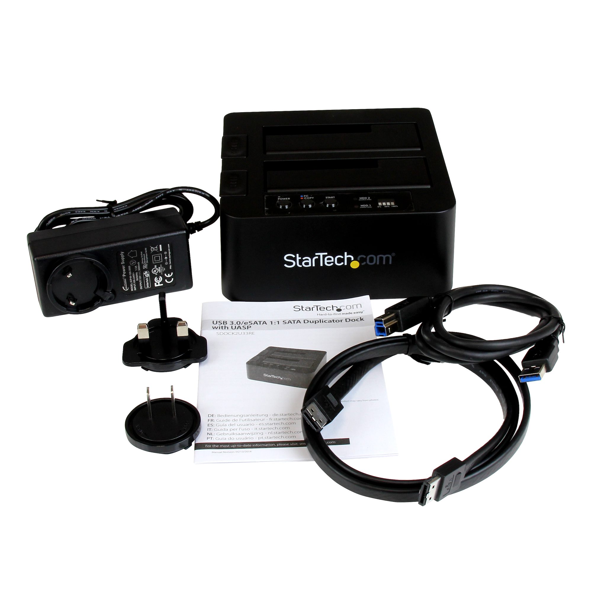StarTech.com Dual Bay Hard Drive Duplicator, Standalone USB 3.0 (5 Gbps) eSATA to 2.53.5 SATA III HDDSSD ClonerCopier, Hard Drive Docking Station - Hard Disk Cloner - Controlador de memória - 2.5", 3.5" - SATA 6Gb/s - USB 3.0 - preto - para P/N: SVA1 - Image 4