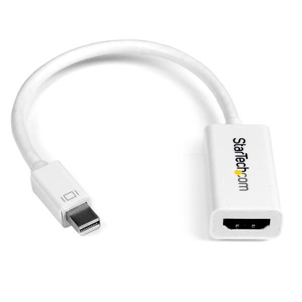 StarTech.com Mini DisplayPort to HDMI 4K Audio / Video Converter - mDP 1.2 to HDMI Active Adapter for MacBook Pro/Air - 4K @ 30Hz - White (MDP2HD4KSW) - Adaptador de vídeo - Mini DisplayPort macho para HDMI fêmea - 15 cm - branco - ativo, suporte 4K3
