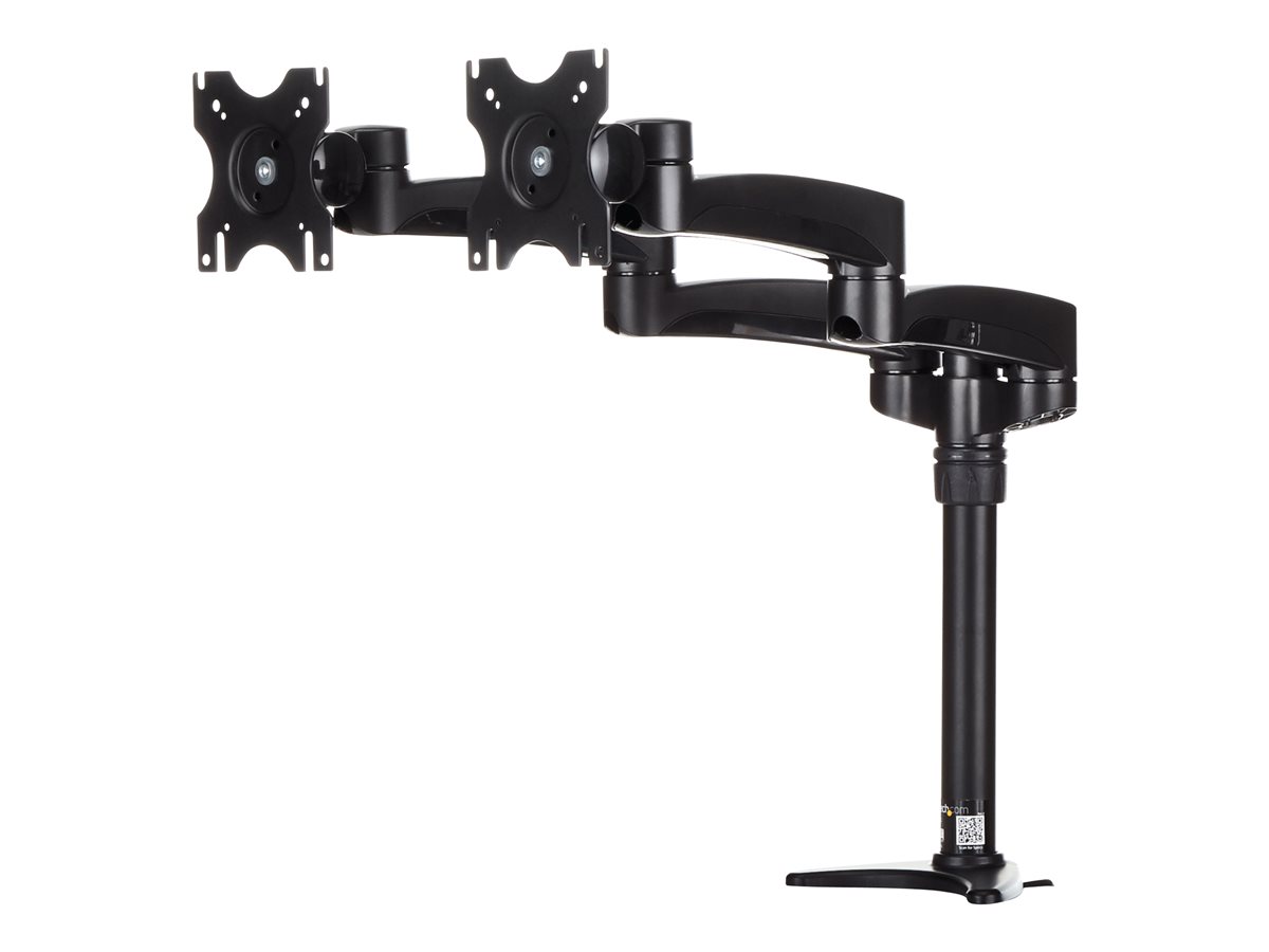 StarTech.com Desk Mount Dual Monitor Arm - Articulating - Supports Monitors 12" to 24" - Adjustable VESA Monitor Arm - Grommet or Desk Mount - Black (ARMDUAL) - Kit de montagem - braço ajustável - para 2 visores LCD - plástico, aço - preto - tamanho