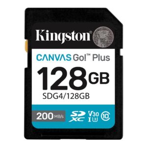 Kingston Canvas Go! Plus - Cartão de memória flash - 128 GB - Video Class V30 / UHS-I U3 / Class10 - SDXC UHS-I