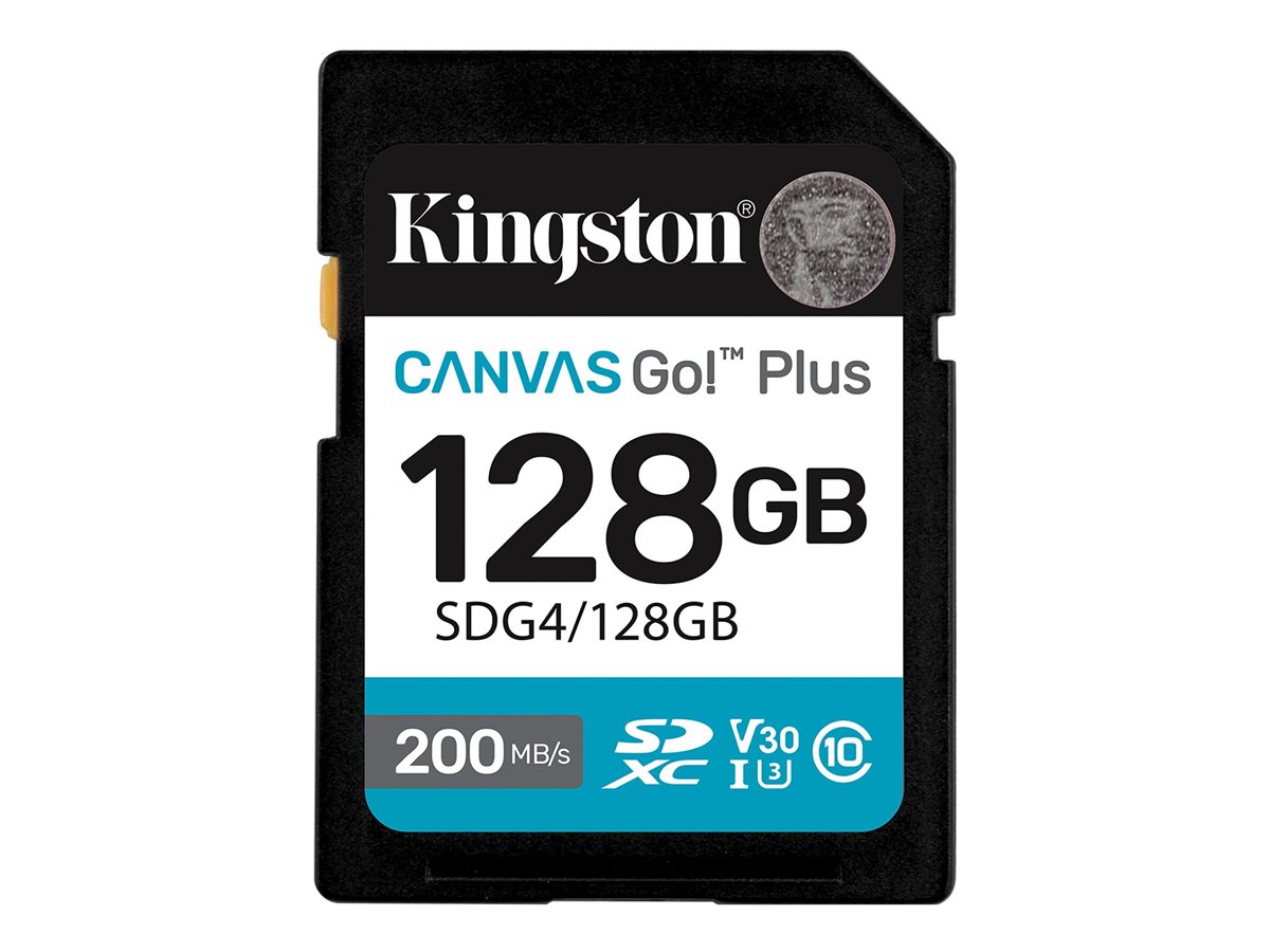 Kingston Canvas Go! Plus - Cartão de memória flash - 128 GB - Video Class V30 / UHS-I U3 / Class10 - SDXC UHS-I
