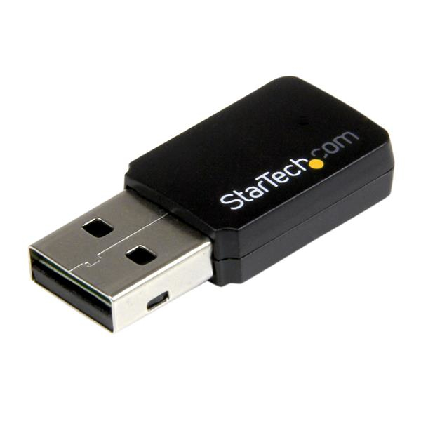 StarTech.com USB 2.0 AC600 Mini Dual Band Wireless-AC Network Adapter - 1T1R 802.11ac WiFi Adapter - 2.4GHz / 5GHz USB Wireless (USB433WACDB) - Adaptador de rede - USB 2.0 - Wi-Fi 5 - preto