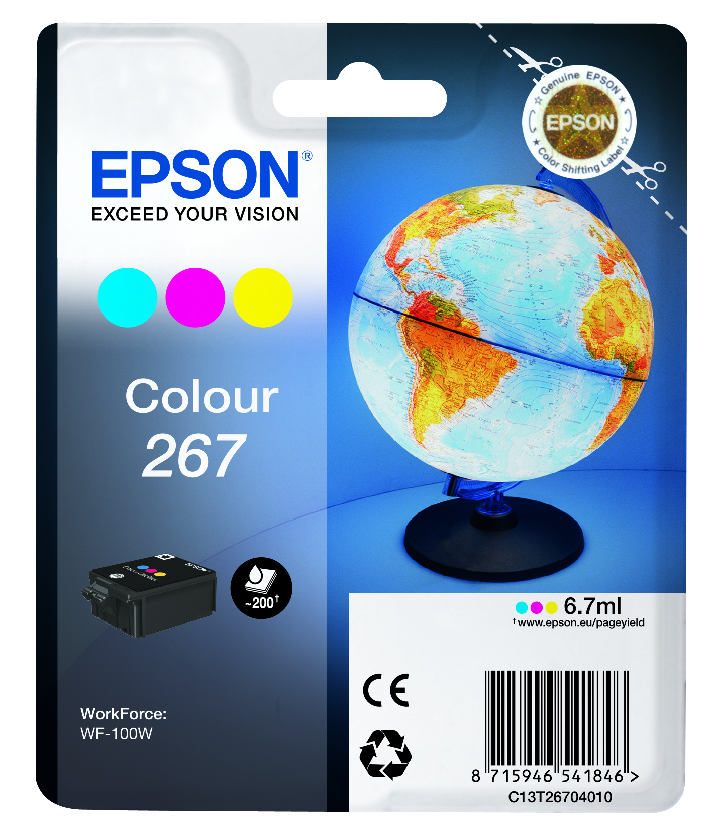 Epson 267 - 7 ml - amarelo, azul cyan, magenta - original - tinteiro - para WorkForce WF-100W