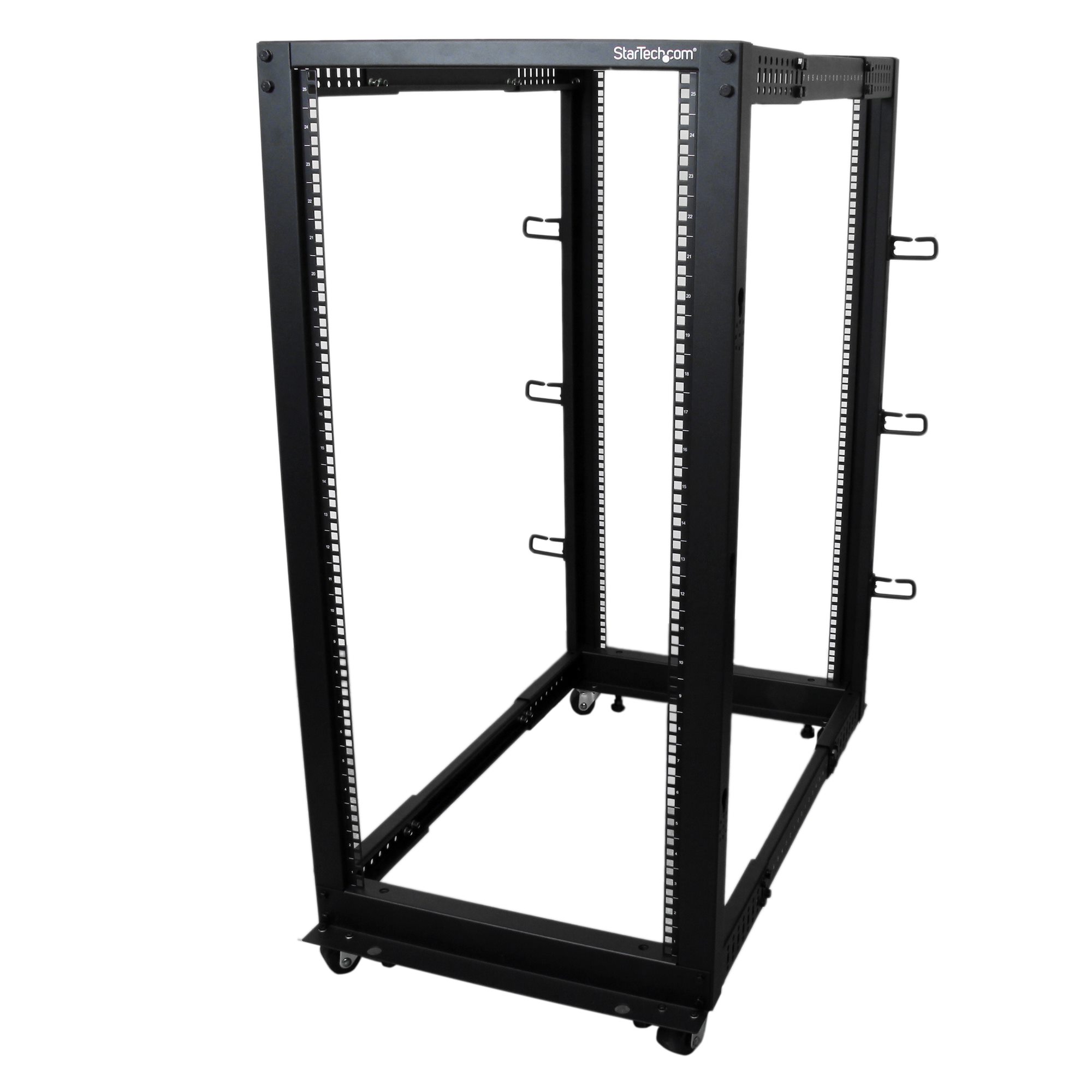 StarTech.com 25U 19" Open Frame Server Rack, 4 Post Adjustable Depth 22-40" Mobile, Free Standing Rolling Network/Computer Equipment Data Rack, Dell PowerEdge, HP ProLiant ThinkServer - Adjustable Server Rack (4POSTRACK25U) - Gabinete estrutura abert