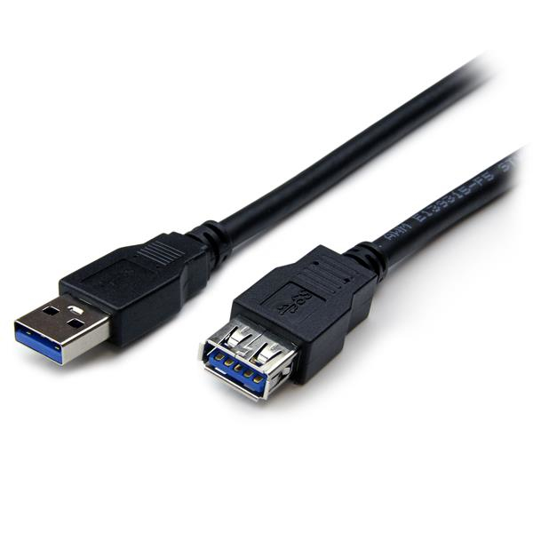 StarTech.com 2m Black SuperSpeed USB 3.0 Extension Cable A to A - Male to Female USB 3.0 Extender Cable - USB 3.0 Extension Cord - 2 meter (USB3SEXT2MBK) - Cabo de extensão USB - USB Tipo A (F) para USB Tipo A (M) - USB 3.0 - 2 m - preto - para P/N:
