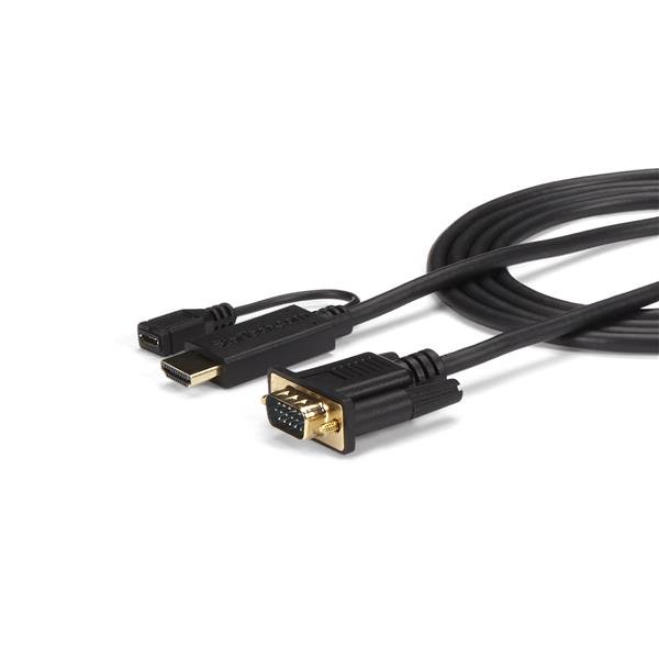 StarTech.com HDMI to VGA Cable - 3 ft / 1m - 1080p - 1920 x 1200 - Active HDMI Cable - Monitor Cable - Computer Cable (HD2VGAMM3) - Cabo adaptador - HDMI, Micro-USB Tipo B (apenas alimentação) para HD-15 (VGA) macho - 1 m - preto - ativo, suporte 192