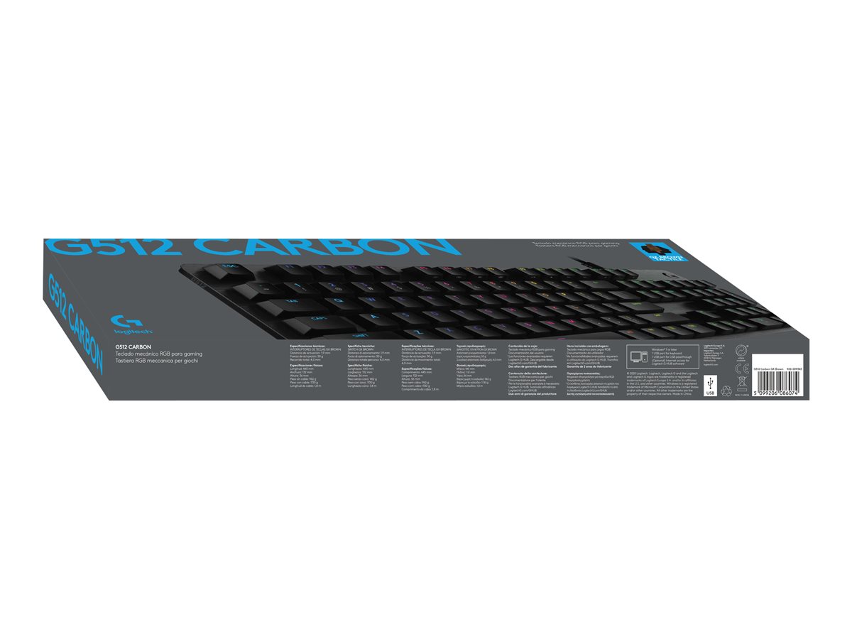 Logitech Gaming G512 - Teclado - luz traseira - USB - QWERTY - Italiano - interruptor: GX Brown Tactile - carvão - Image 3