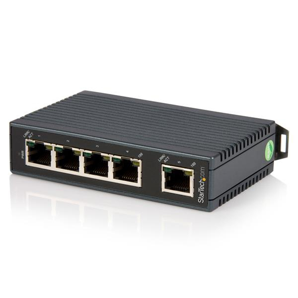StarTech.com 5-Port Ethernet Switch - 10/100Mbps Industrial Networking Solution - IP30-rated Energy Efficient Internet Switch (IES5102) - Interruptor - sem gestão - 5 x 10/100 - montável em trilho DIN - para P/N: NETRS2322P