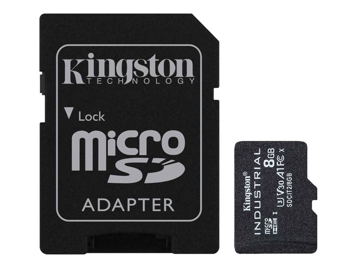 Kingston Industrial - Cartão de memória flash (adaptador microSDHC a SD Incluído) - 8 GB - A1 / Video Class V30 / UHS-I U3 / Class10 - microSDHC UHS-I