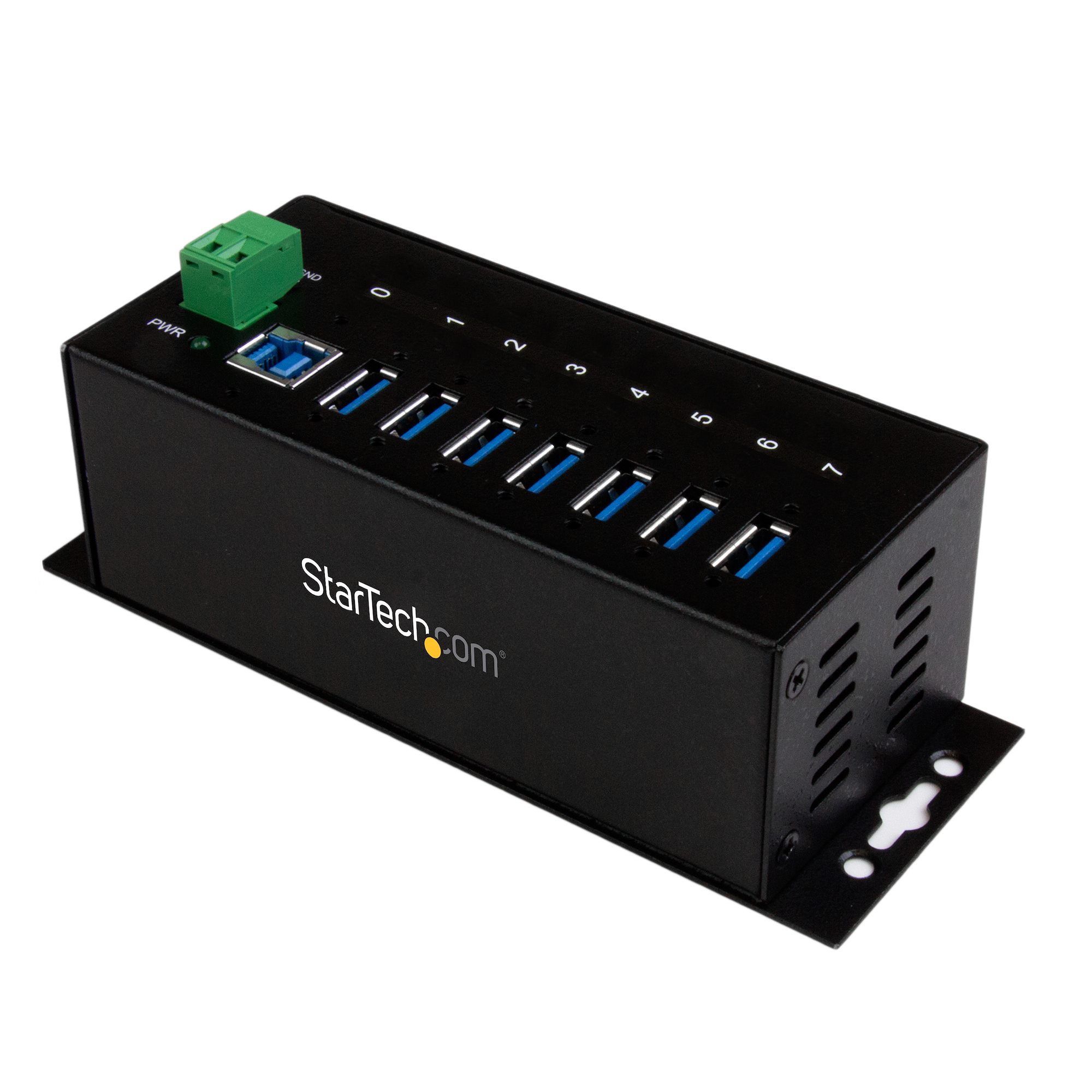 StarTech.com 7-Port USB 3.0 Hub - Metal Industrial USB-A Hub with ESD Protection & 350W Surge Protection - Din Rail, Wall or Desk Mountable - TAA Compliant USB Expander Hub (ST7300USBME) - Hub - 7 x SuperSpeed USB 3.0 - montável em trilho DIN, montáv