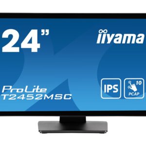 iiyama ProLite T2452MSC-B1 - Monitor LED - 24" (23.8" visível) - ecrã de toque - 1920 x 1080 Full HD (1080p) - IPS - 400 cd/m² - 1000:1 - 14 ms - HDMI, DisplayPort, 2xUSB-C - altifalantes - preto opaco