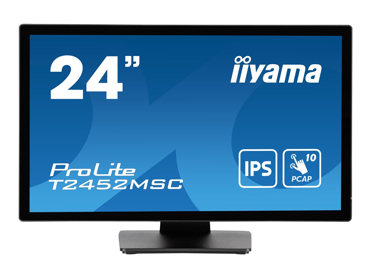 iiyama ProLite T2452MSC-B1 - Monitor LED - 24" (23.8" visível) - ecrã de toque - 1920 x 1080 Full HD (1080p) - IPS - 400 cd/m² - 1000:1 - 14 ms - HDMI, DisplayPort, 2xUSB-C - altifalantes - preto opaco