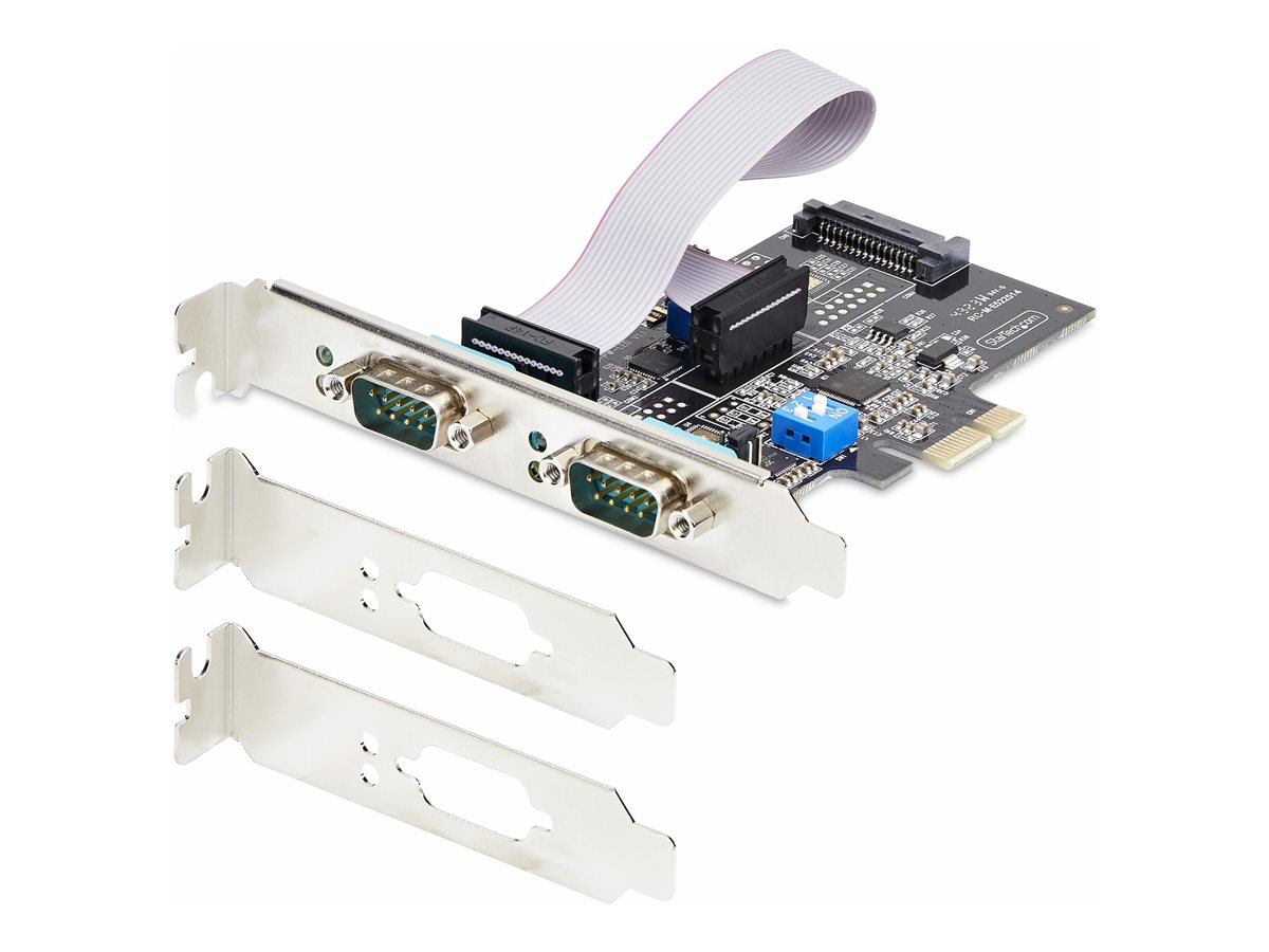 StarTech.com 2-Port Serial PCIe Card, Dual-Port PCI Express to RS232/RS422/RS485 (DB9) Serial Card, Low-Profile Brackets Incl., 16C1050 UART, TAA-Compliant, Windows/Linux, TAA Compliant - Level-4 ESD Protection (2S232422485-PC-CARD) - Adaptador seria