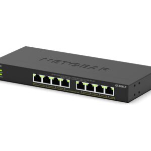 NETGEAR 300 Series GS308LP - Interruptor - essentials - sem gestão - 8 x 10/100/1000 (PoE+) - desktop, montável na parede - PoE+ (60 W)
