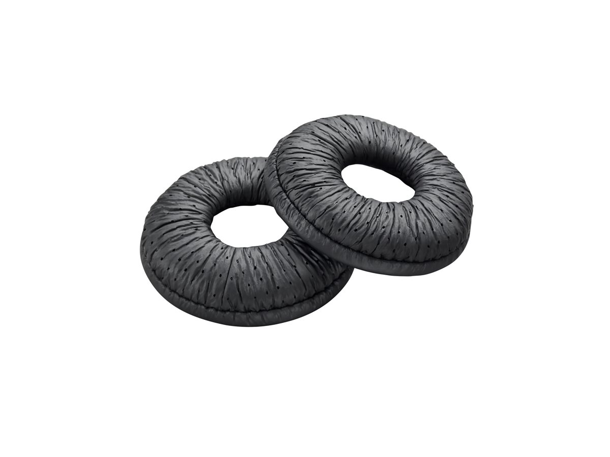 Poly - Almofada de ouvido para auricular sem fios - couro sintético - preto (pacote de 2) - Replaces Poly SKU 71782-01