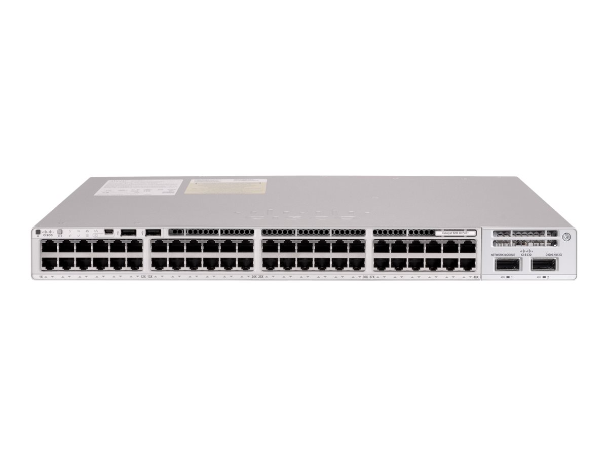 Cisco Catalyst 9200 - Network Essentials - interruptor - L3 - inteligente - 40 x 10/100/1000 (PoE+) + 8 x 100/1000/2.5G/5G/10GBase-T - montável em trilho - PoE+ (740 W)
