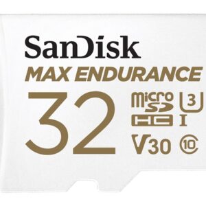 SanDisk Max Endurance - Cartão de memória flash (adaptador microSDHC a SD Incluído) - 32 GB - Video Class V30 / UHS-I U3 / Class10 - microSDHC UHS-I